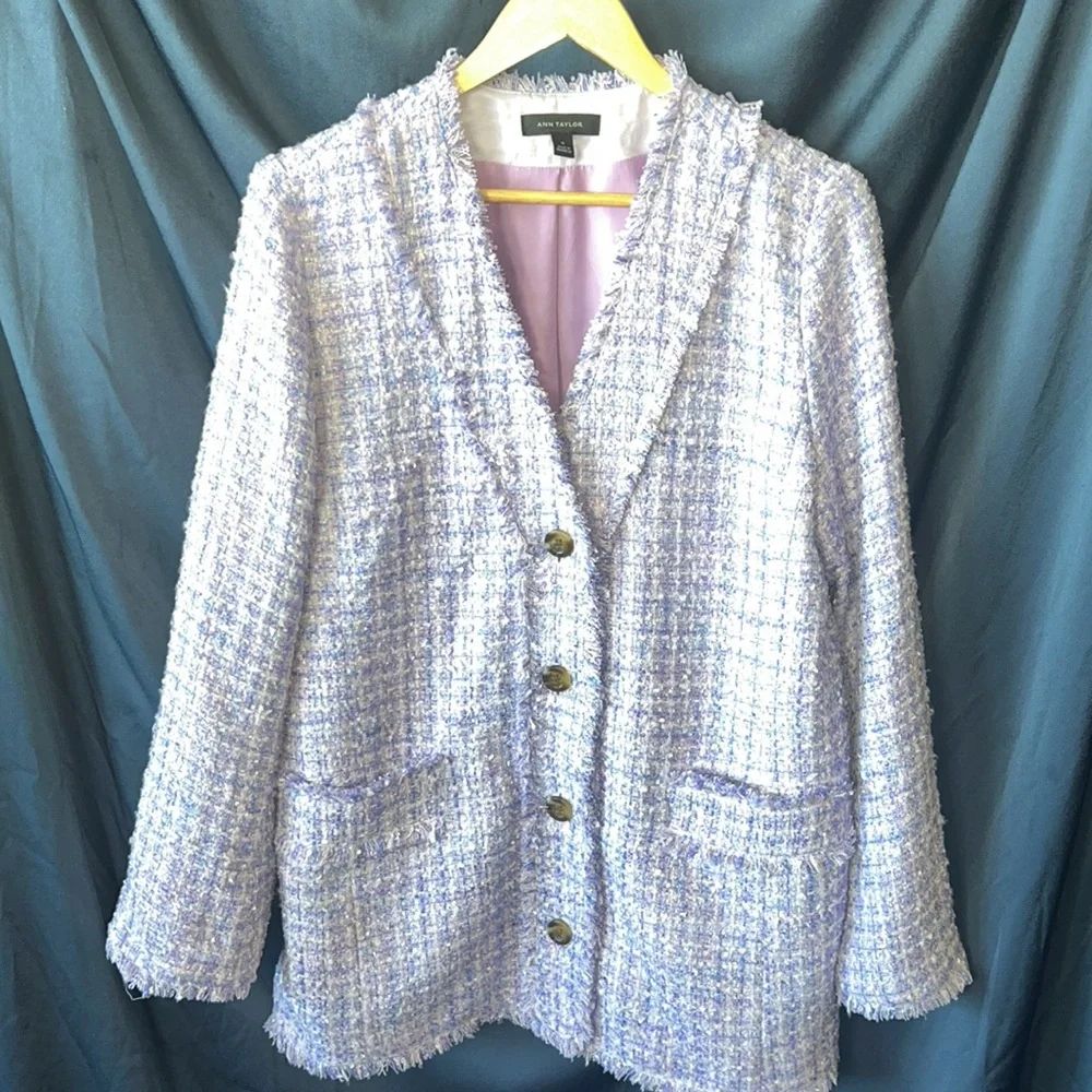 Ann Taylor Lavender Tweed Blazer Jacket